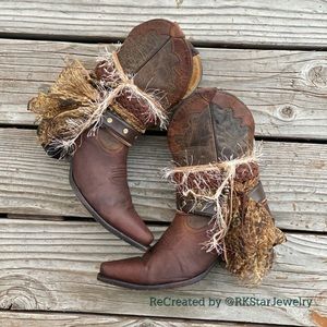 Sz 8.5 Mid Calf Western Wedding Cowgirl Boots